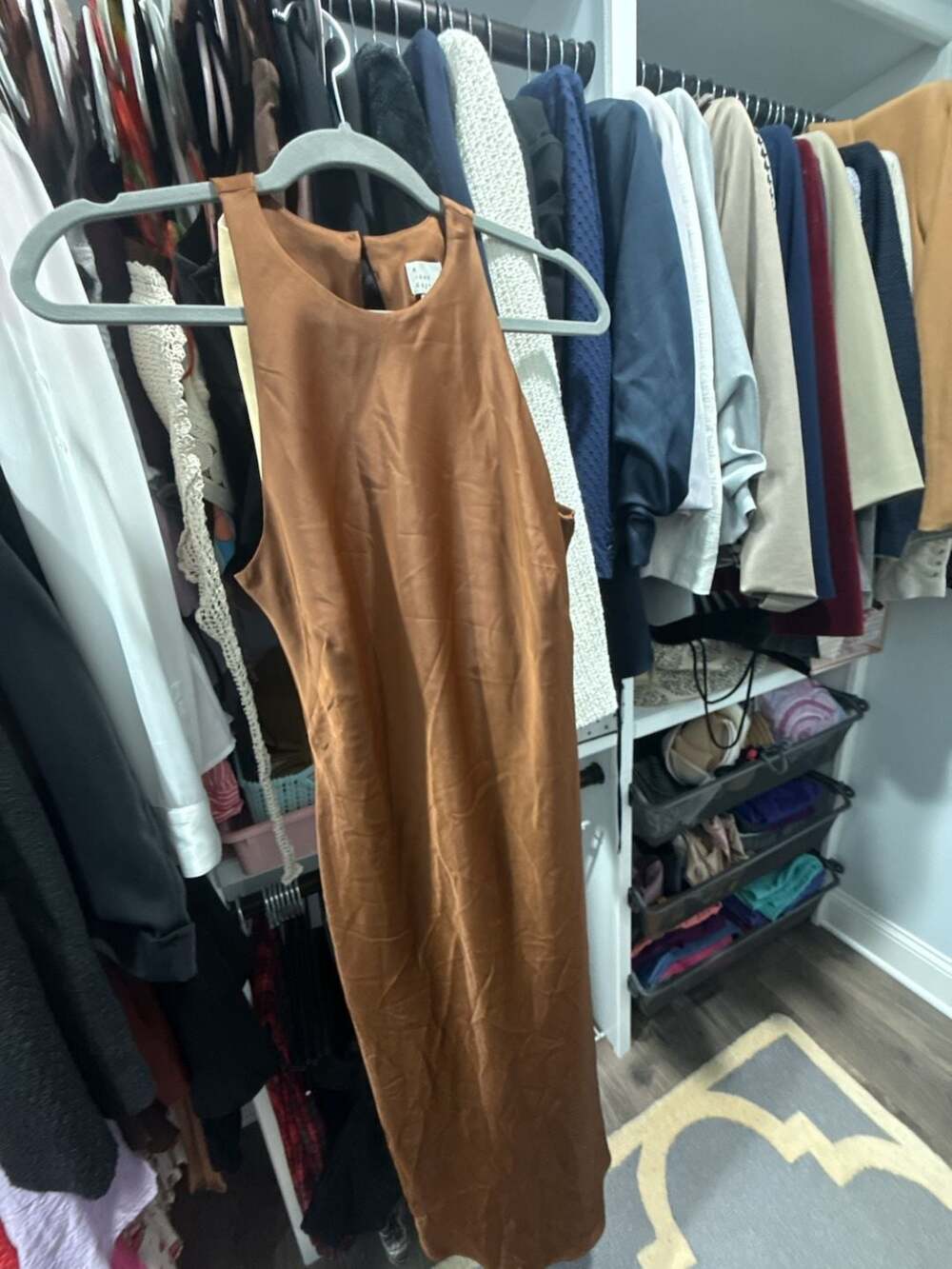 A New Day Satin Midi Dress Size XS Brown